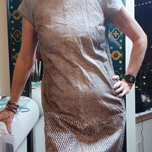 Kenneth Cole Textured Brown Midi Dress